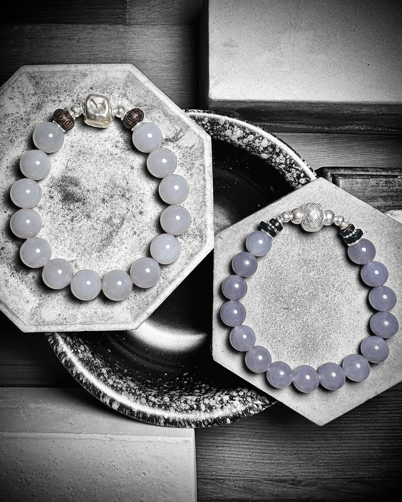 和田煙青玉 銀製手串 - 手鍊/手環 - 玉石 