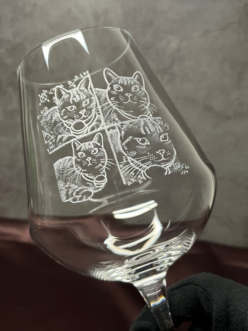 Pet Illustration Cat Display Area Glass Engraving [Customized Gift] - ภาพวาดบุคคล - แก้ว สีใส