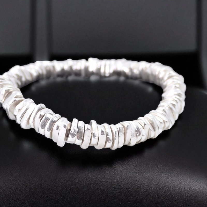 純銀 不規則なシルバープレート シンプルデザイン S925 ブレスレット ギフト カスタマイズ - ブレスレット - スターリングシルバー シルバー