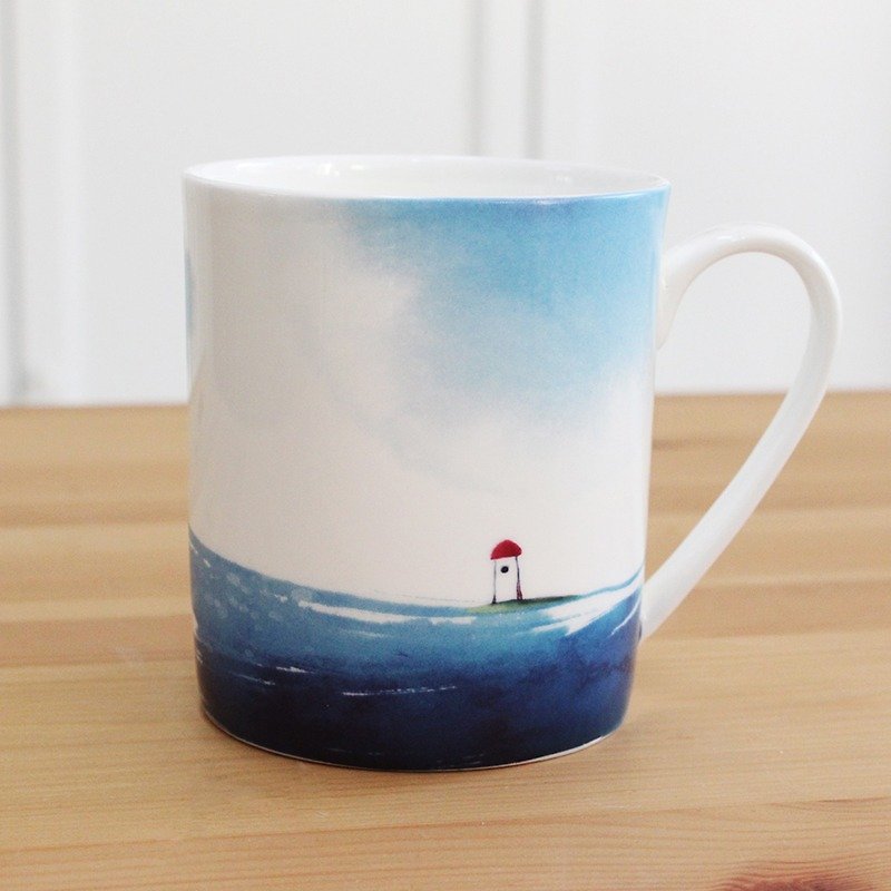24-hour shipment of bone china mug - azure ocean - Mugs - Porcelain 