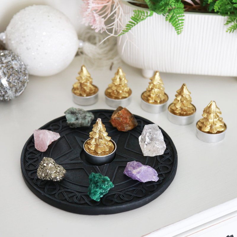 耶誕特輯~五芒星祭壇燭盤水晶組 - 擺飾/家飾品 - 水晶 黑色