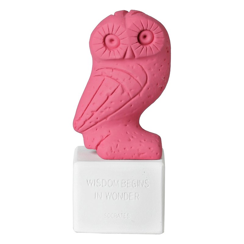 古希臘 貓頭鷹擺飾 Owl Elpis (桃紅) - 手工陶製雕像 - 擺飾/家飾品 - 陶 紅色