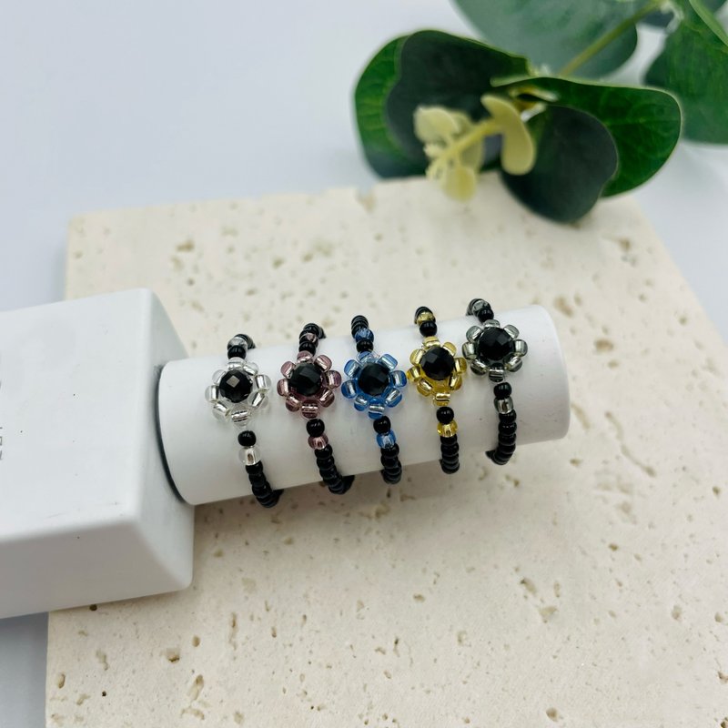 Season of Missing Rice Beads Ring Small Flower - General Rings - Plastic Multicolor