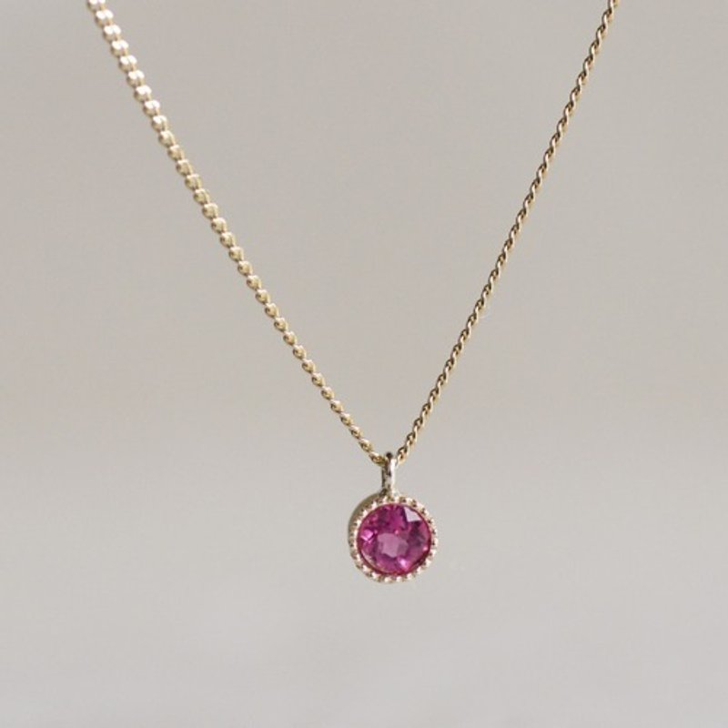 K18 Pink tourmaline birth stone pendant {P033K18PT} - 項鍊 - 寶石 