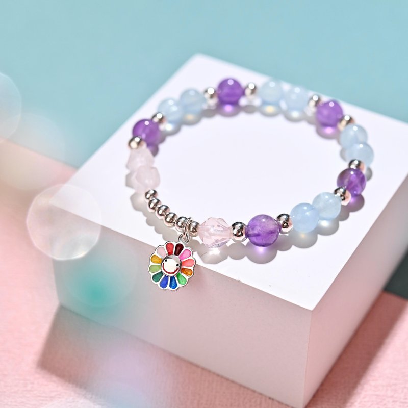 Little Sun | Amethyst*Aquamarine-Children's Bracelet/Handmade Beading - Bracelets - Gemstone Multicolor