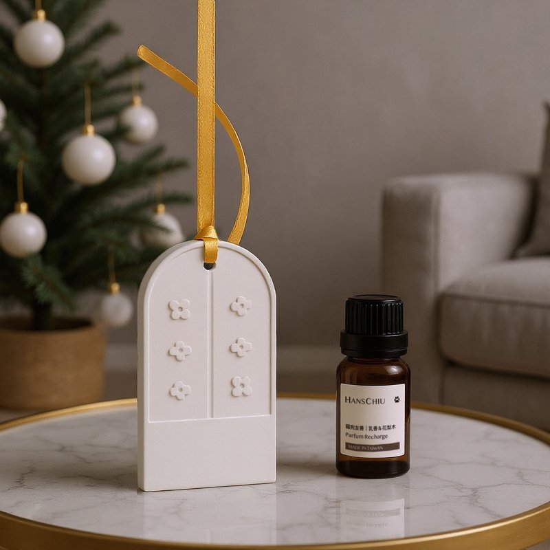 【聖誕禮盒】寵物友善/ 富桂臨門 擴香石+精油 乳香&花梨木/ 陶瓷 - 香氛/精油/擴香 - 陶 橘色