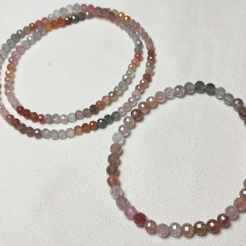 Colored Stone/engraved angle/high transparency/4.5mm single circle/3.5mm double circle-hand beads/bracelet/bracelet - Bracelets - Semi-Precious Stones Multicolor