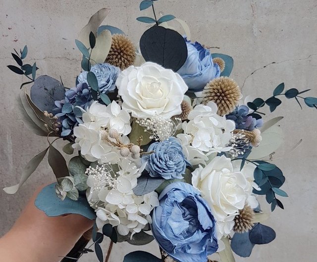 Haizang Design│Individuality. Navy Blue Dry Bouquet/Eternal Flower Bouquet  - Shop piratedesign Dried Flowers & Bouquets - Pinkoi