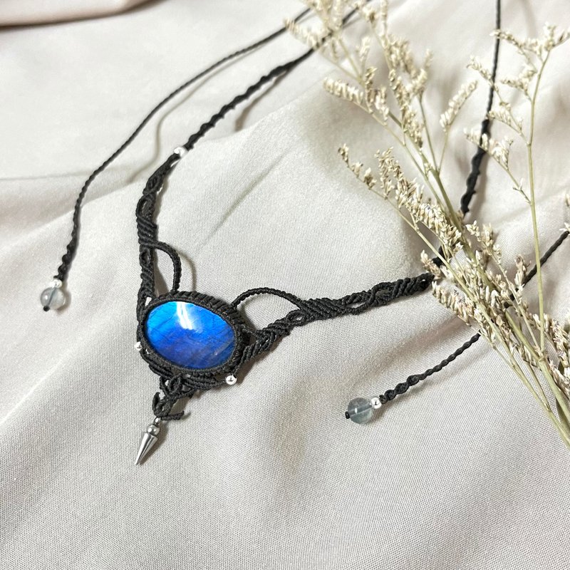 拉長石編織項鍊/頸鏈 - 項鍊 - 水晶 藍色