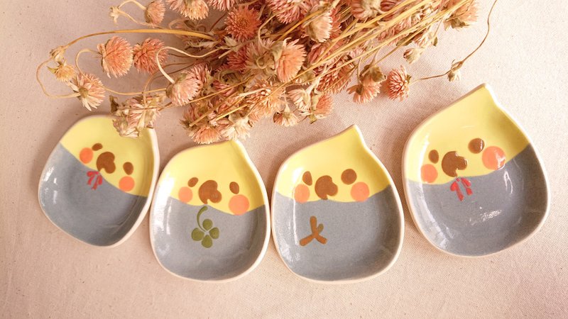 Hey! Bird friends! Original Xuanfeng bird egg shape dish - จานเล็ก - เครื่องลายคราม สีเงิน