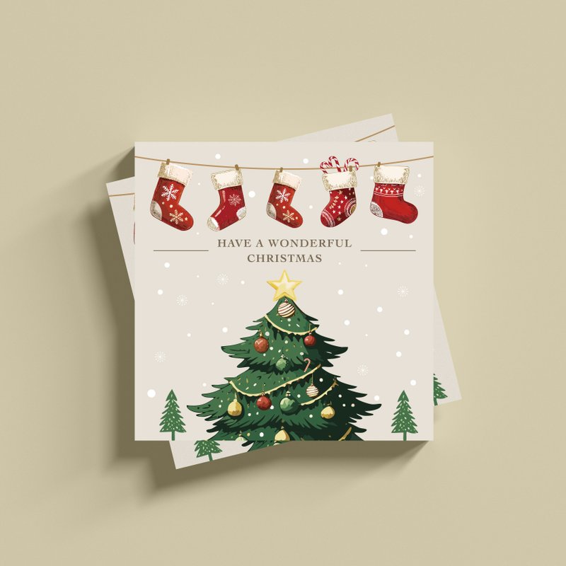 Christmas card Christmas card Christmas gift card Christmas photo card Santa Claus Christmas tree - การ์ด/โปสการ์ด - กระดาษ 