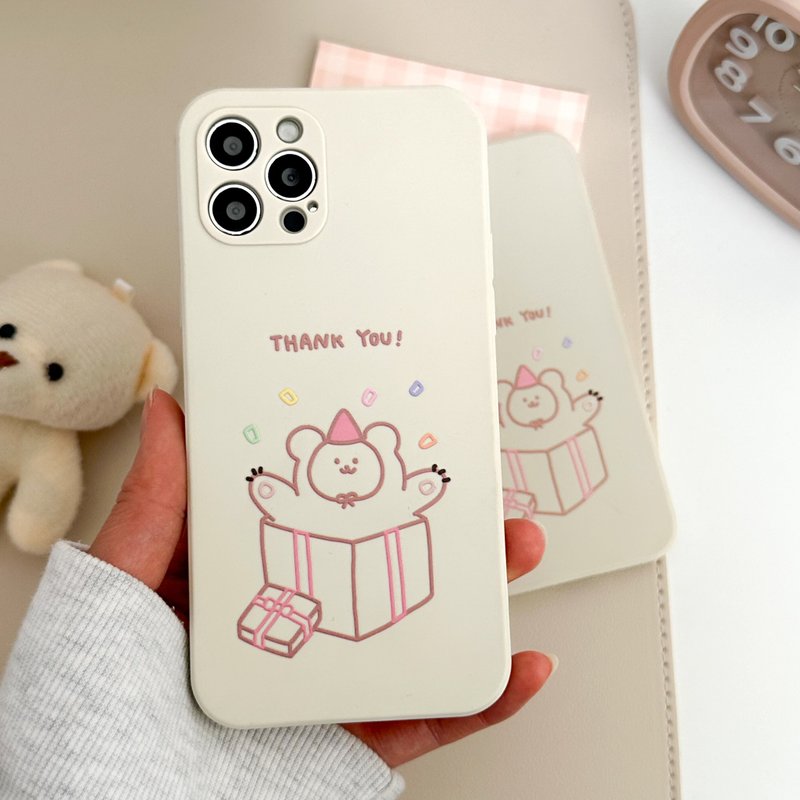 Thank you gift bear beige Mobile phone case Silicone Protective Case - เคส/ซองมือถือ - ซิลิคอน สีนำ้ตาล