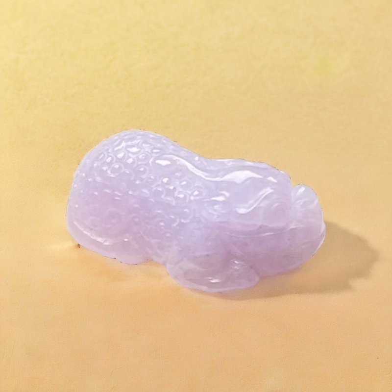 【招財神獸】紫羅蘭翡翠貔貅 | 天然緬甸玉翡翠A貨 | 送禮 - 吊飾/掛飾 - 玉石 紫色