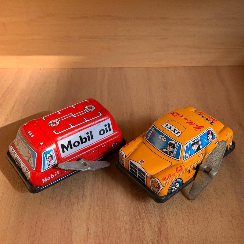 早期日本鐵皮發條玩具車/一組 - 擺飾/家飾品 - 其他金屬 多色