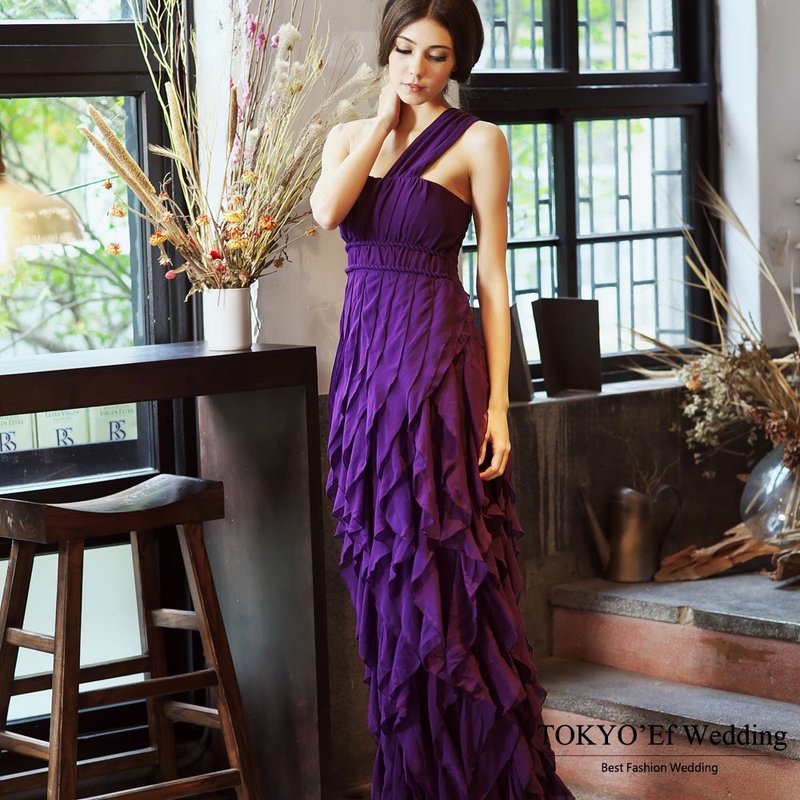 TOKYOef & SherryChen mermaid wave skirt purple dress - ชุดราตรี - ผ้าไหม สีม่วง