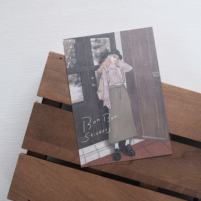 Girls Postcard-Autumn Girl - การ์ด/โปสการ์ด - กระดาษ 