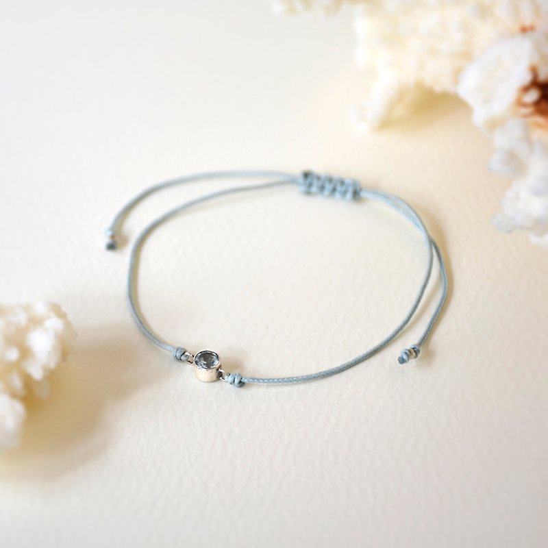 Handmade Simple Topaz with 925 silver Bracelet, Birth stone for November - Bracelets - Gemstone Blue