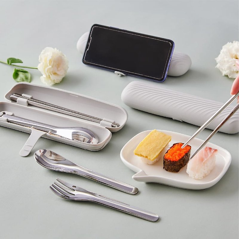 Double Box 不鏽鋼質感餐具組 - 餐具組 / 環保餐具 - 刀/叉/湯匙/餐具組 - 不鏽鋼 灰色