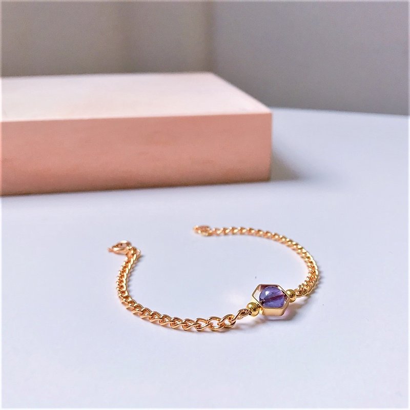 February Planet February Pisces Constellation Planet Brass Gold Plated Bracelet - Bracelets - Other Metals Purple