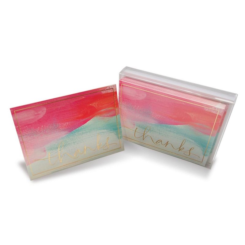 盒卡-粉彩筆刷燙金字 10入【Hallmark-卡片 無限感謝】 - 卡片/明信片 - 紙 多色