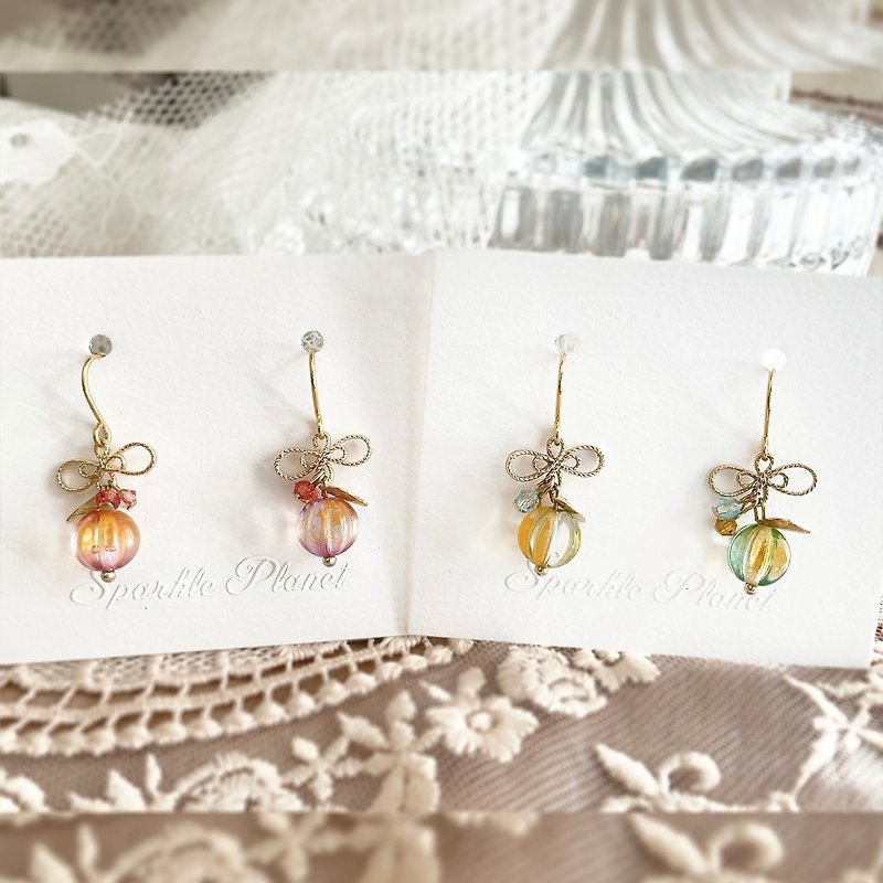 Japanese style lucky small fruit earrings - ต่างหู - โลหะ หลากหลายสี
