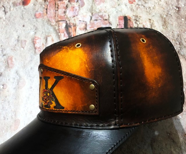 Vintage leather 2024 baseball cap