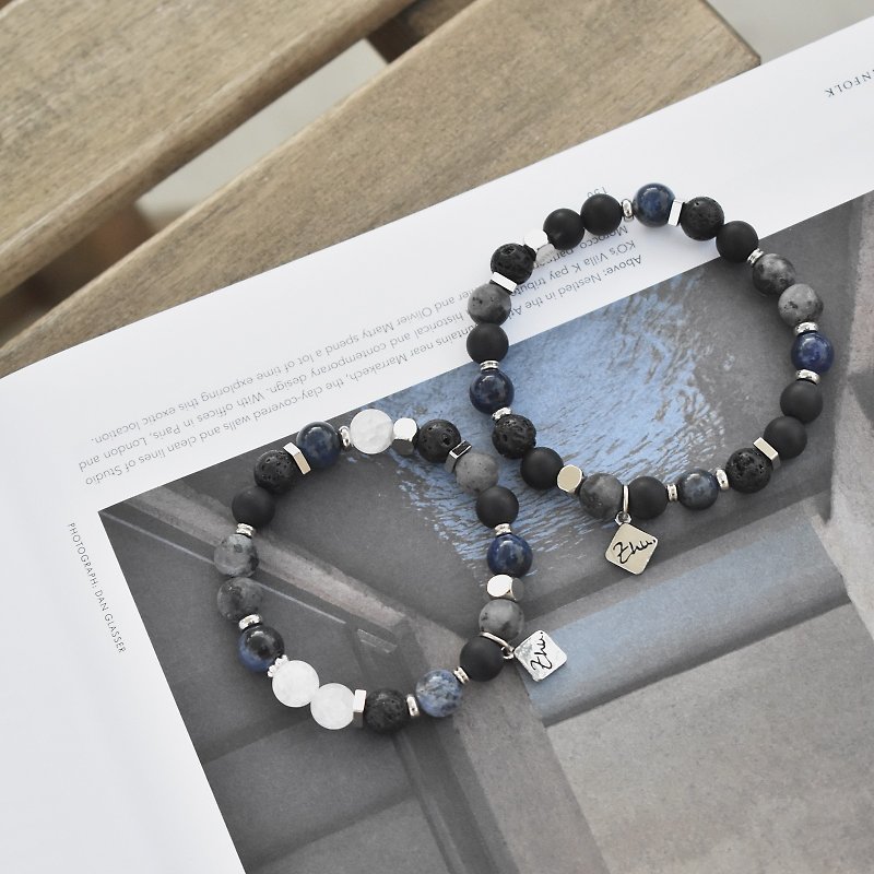 ZHU. handmade bracelets | waves in the middle of the night (Christmas gifts / couples / natural stone / male bracelet) - สร้อยข้อมือ - หิน 