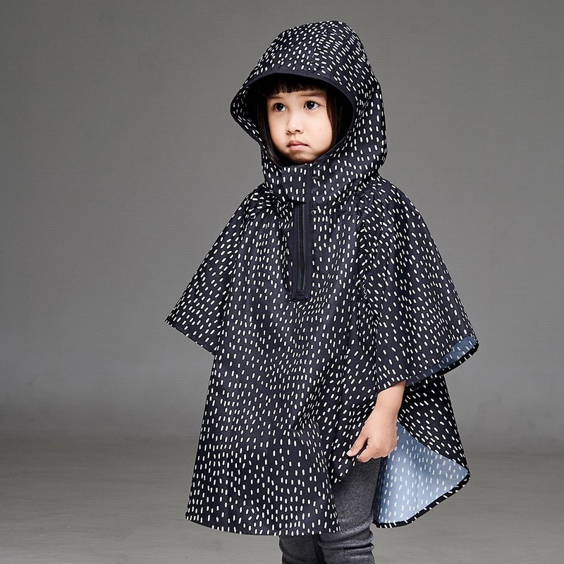 ポンチョ | タッタ雨粒 (軽量レインコート 子供用レインウェア) 防水 キャンプ - キッズレインコート - 防水素材 ブラック
