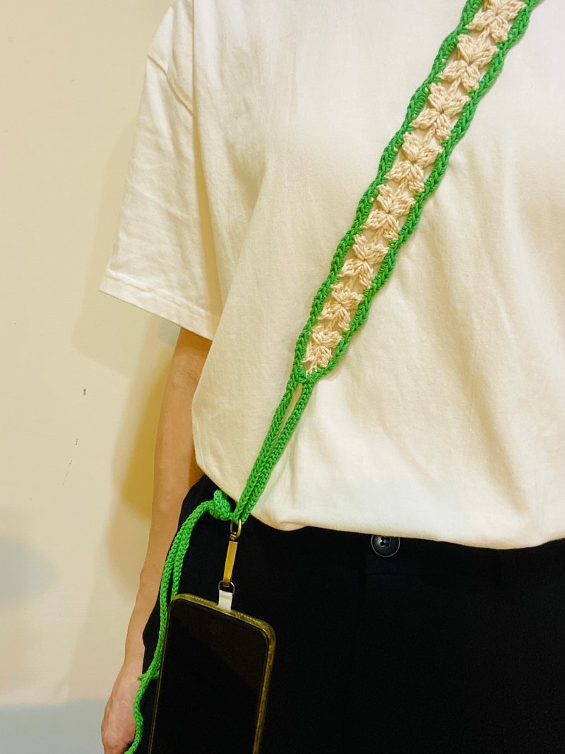 Braided pattern mobile phone cross-body rope with adjustable length clothing accessories - เชือก/สายคล้อง - ผ้าฝ้าย/ผ้าลินิน หลากหลายสี