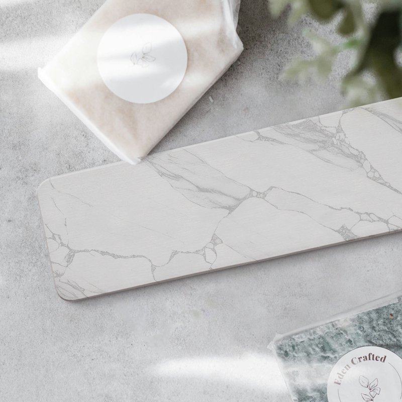 Light minimalist marble. Diatomaceous earth wash pad/soap pad (hard type) - อุปกรณ์ห้องน้ำ - วัสดุอื่นๆ 