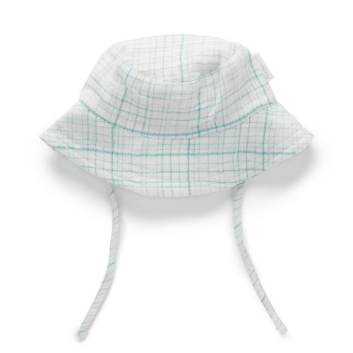 Purebaby有機棉 澳洲Purebaby有機棉嬰兒遮陽帽 3~12月綠色格紋
