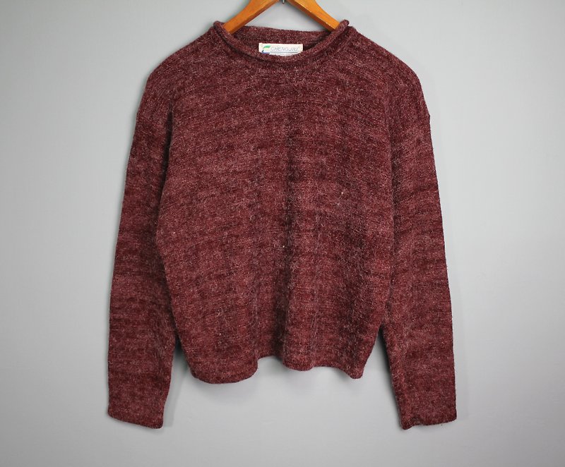 FOAK vintage snowflake dark red sweater - สเวตเตอร์ผู้หญิง - ผ้าฝ้าย/ผ้าลินิน 