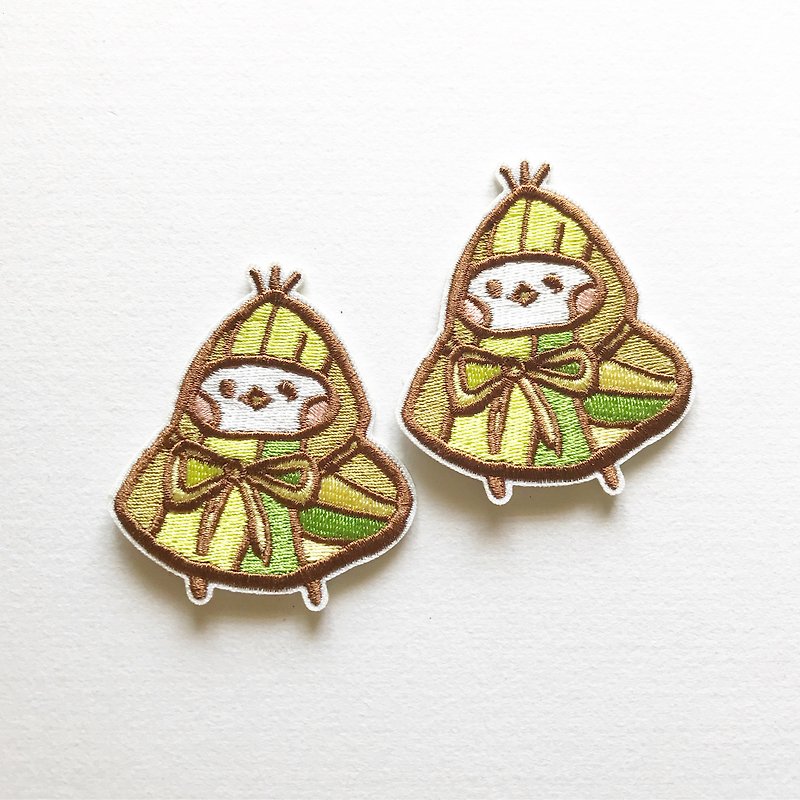 Zongzi (rice dumpling) Embroidered Patches - Badges & Pins - Thread Green
