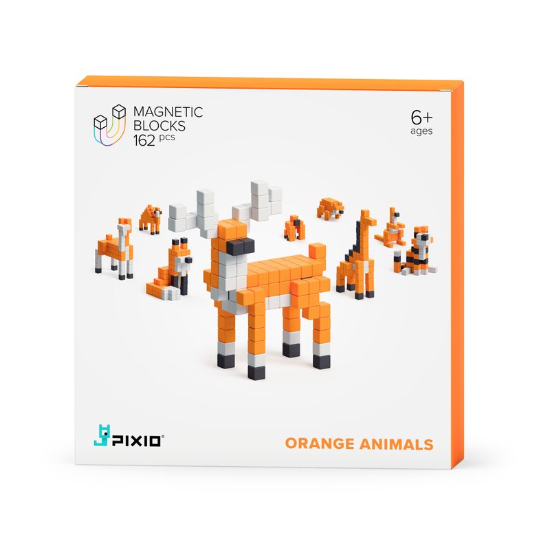 PIXIO ORANGE ANIMALS - 162 Magnetic Blocks - Magnets for Kids & Adults - บอร์ดเกม - พลาสติก 