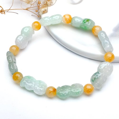 瓔珞珠寶盒 E.L.Jewelry Box 【好事花生】冰種飄花翡翠花生手鍊 | 天然緬甸玉翡翠A貨 | 送禮
