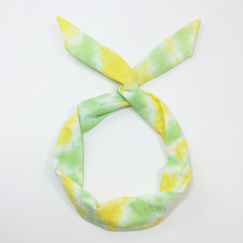 Tie dye/handmade/Headband [Lemon tart] - Hair Accessories - Cotton & Hemp Yellow