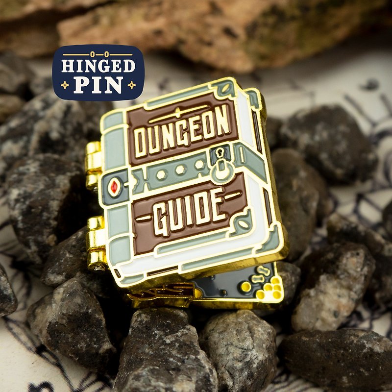 Dungeon Guide Book Enamel Pin – Unlock the secrets of the dungeon | 奇幻地牢 - Brooches - Other Metals Brown