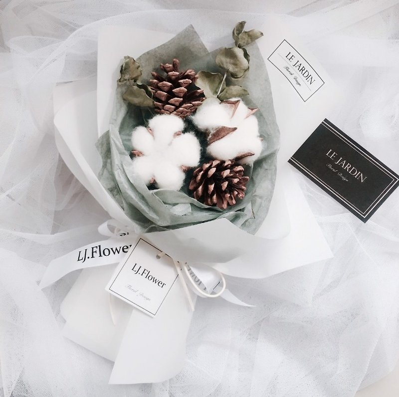 Le Jardin Ghost's Confession - Pure White First Love Cotton Pinecone Winter Dry Bouquet Christmas Gift - Plants - Plants & Flowers 