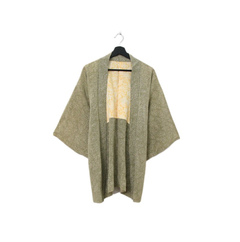 Back to Green-日本帶回羽織 滿版碎花 墨綠kb-72/vintage kimono - 女大衣/外套 - 絲．絹 