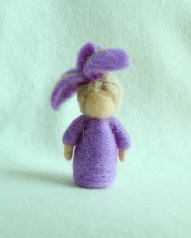 Needle felted Flower Fairy Iris doll made of 100% wool - Items for Display - Wool 