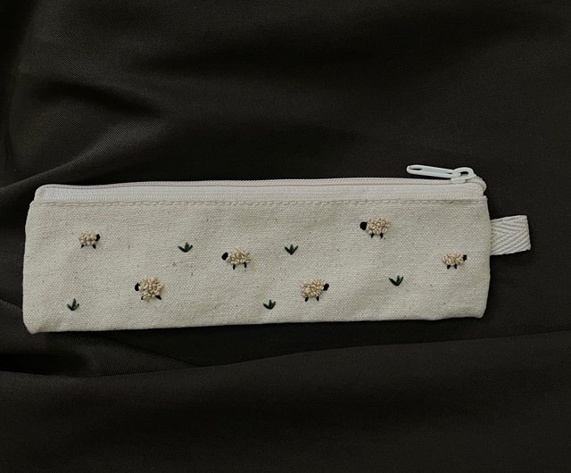 Fast shipping original design l embroidery pencil case sheep