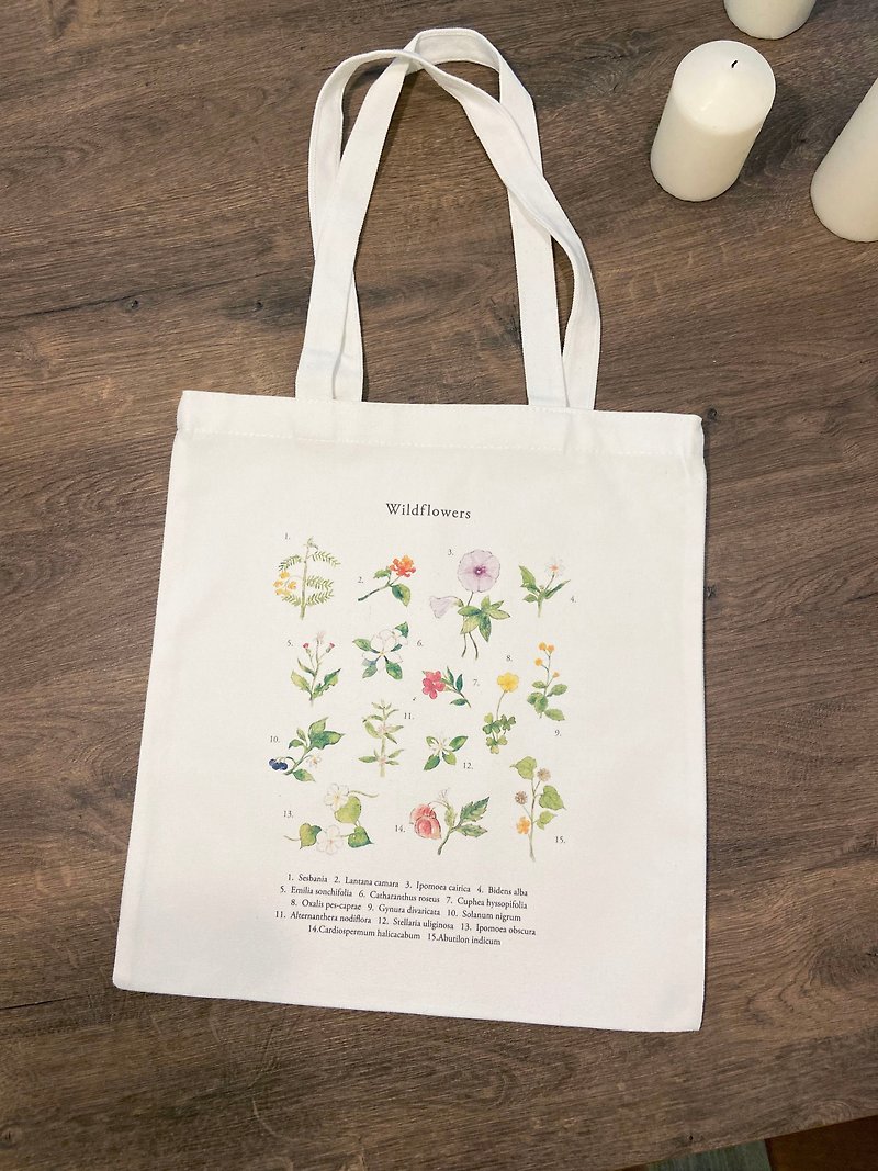 花植物キャンバスバッグ - トート・ハンドバッグ - その他の素材 