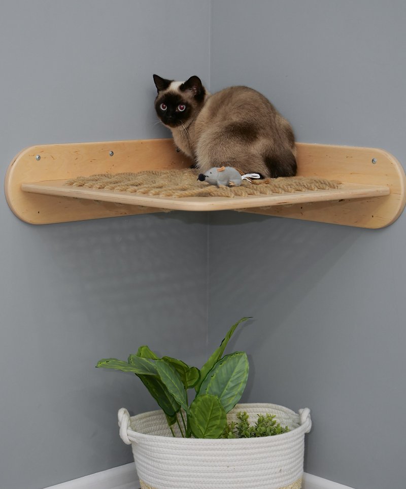 Place to sleep cat Corner cat hammock Eco friendly cat shelf Cat scratcher Woode - 貓跳台/貓抓板 - 木頭 