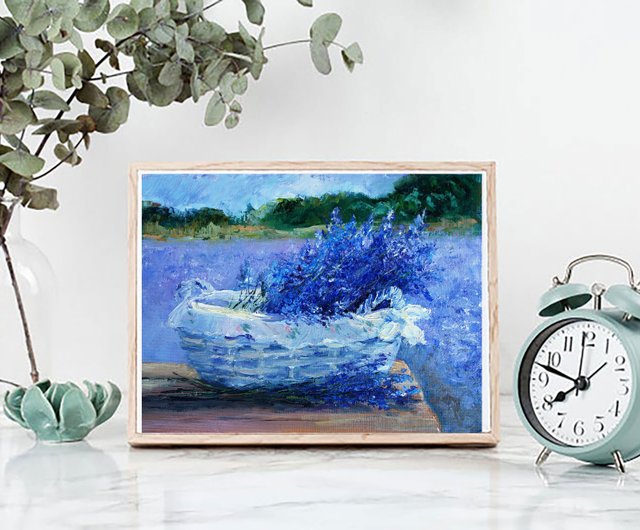 ラベンダー畑絵画油絵オリジナルアート油畫原作メドウアート
