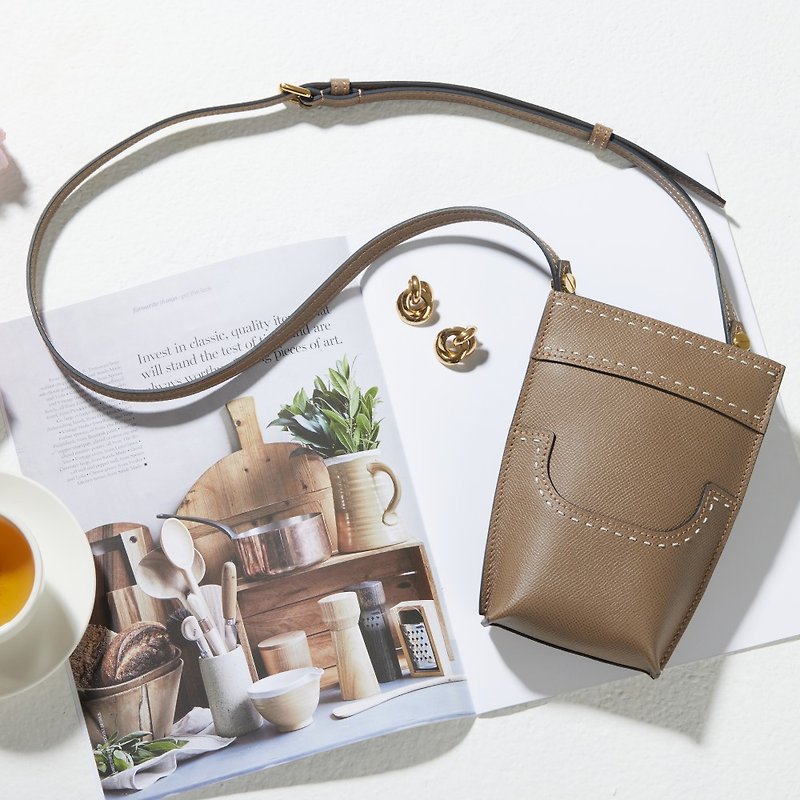 mobile phone bag - Messenger Bags & Sling Bags - Genuine Leather Brown