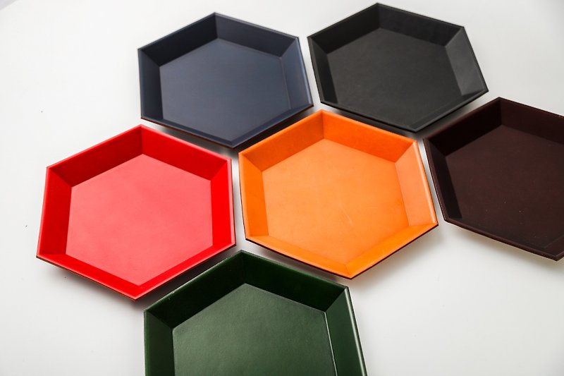 WUTA/No other hexagonal storage tray storage tray leather tray Italian vegetable tanned leather - Storage - Genuine Leather 