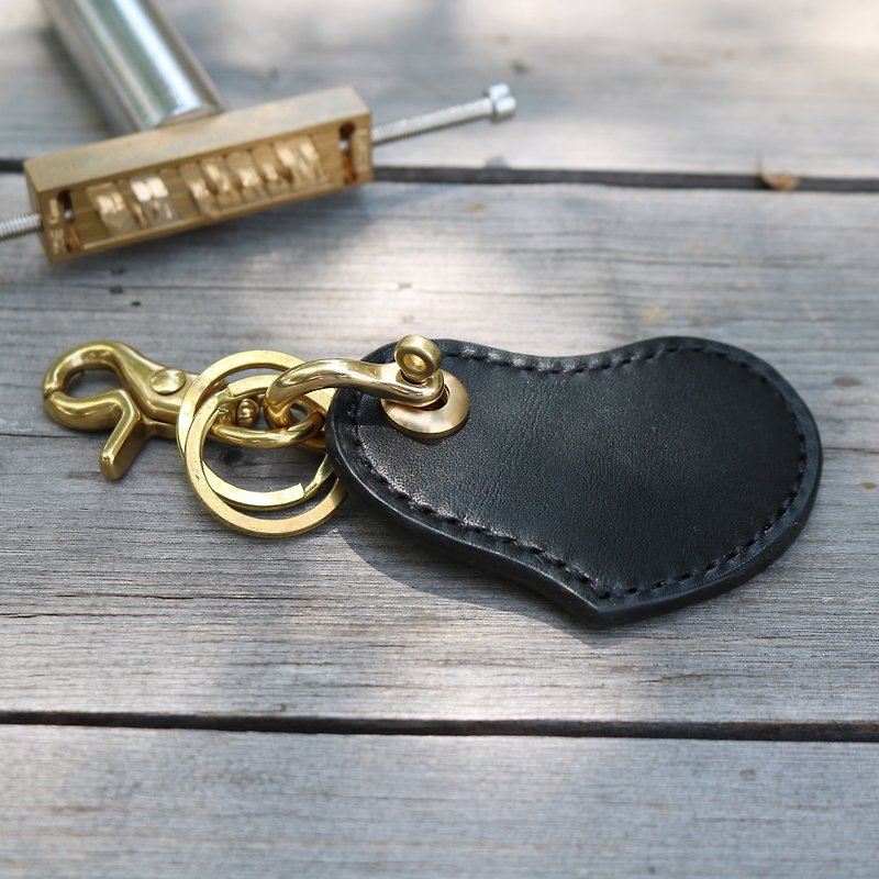 <隆鞄工坊>Love Key Ring - Black - Keychains - Genuine Leather Black