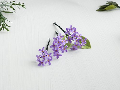 FloralAccessoriesUA Lilac flowers hair pins bride Floral wedding headpiece