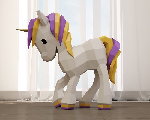 InArtCraft Papercraft Unicorn baby, 3D paper craft floor model, cute DIGITAL TEMPLATE