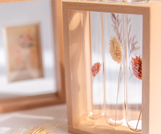 試験管花瓶フォトフレームセット】受験祝いギフト 花なし 試験管 木枠